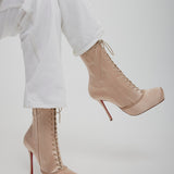 Pavlova 100 Lace Up Blush Satin Boots