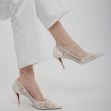 Miss Z 80 Ivory Lace Pumps