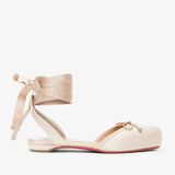 Cassia Lace Up Blush Satin Flats