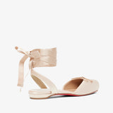 Cassia Lace Up Blush Satin Flats