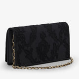 Bettina crepe satin black clutch