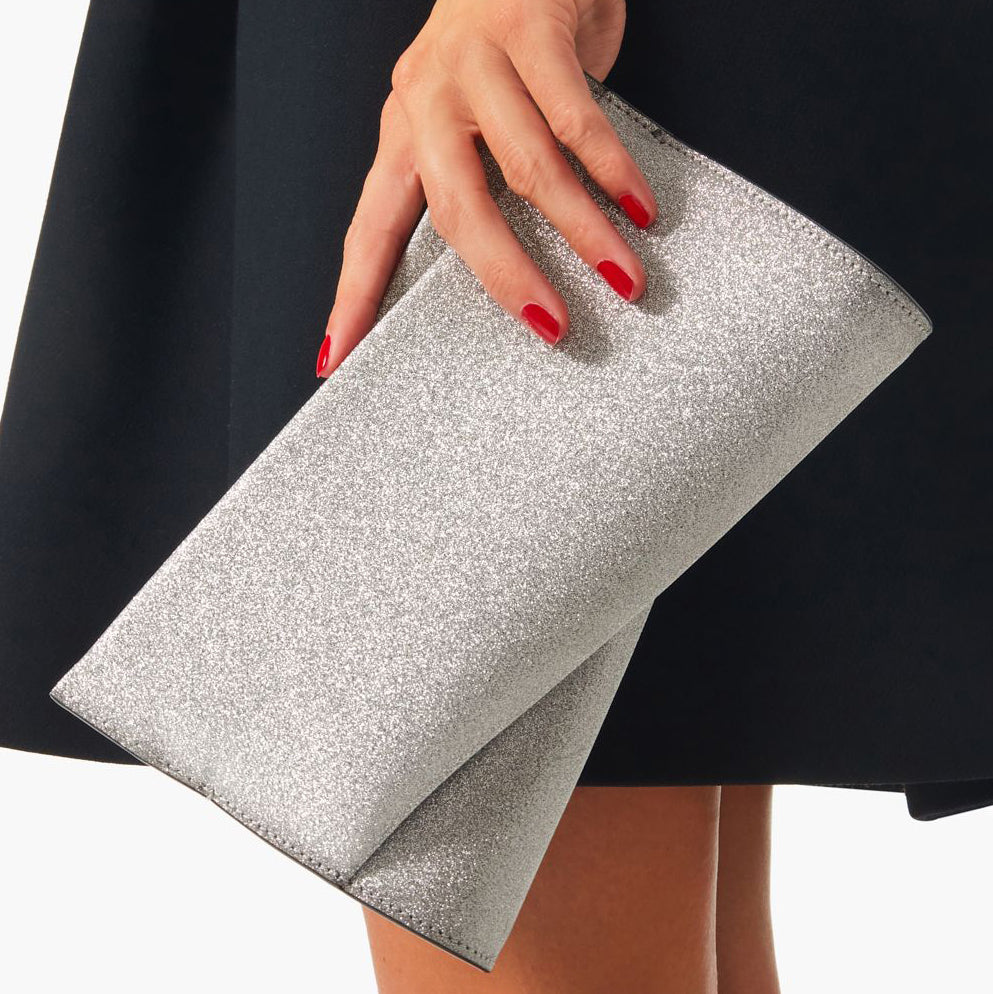 Christian Louboutin | Loubitwist small silver glitter clutch