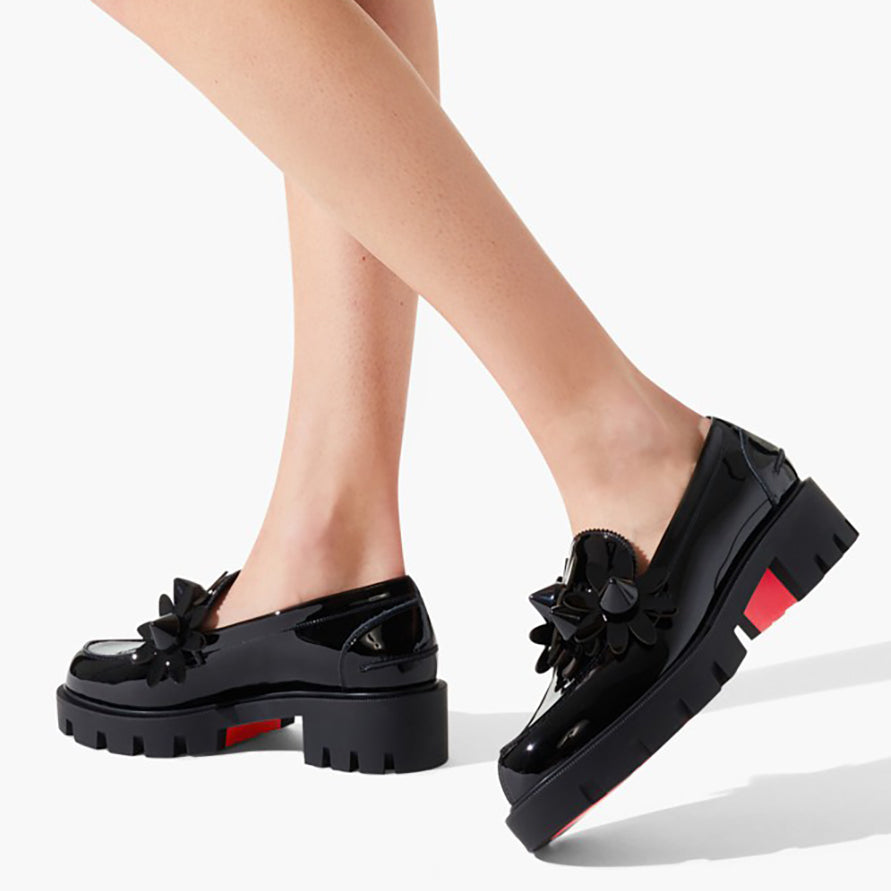 Christian Louboutin | Daisy spikes black patent flats | Savannahs
