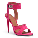Fucshia suede sandals shark lock sandals