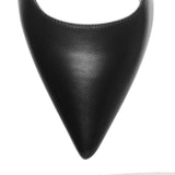 Black leather pumps