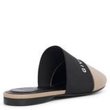 Bedford 4G beige and black flat mules
