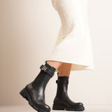 Terra black leather chelsea boots