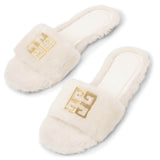 4G white fur flats