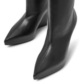 G lock black leather wedge high boots