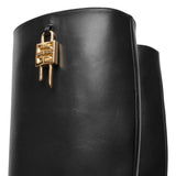 G lock black leather wedge high boots