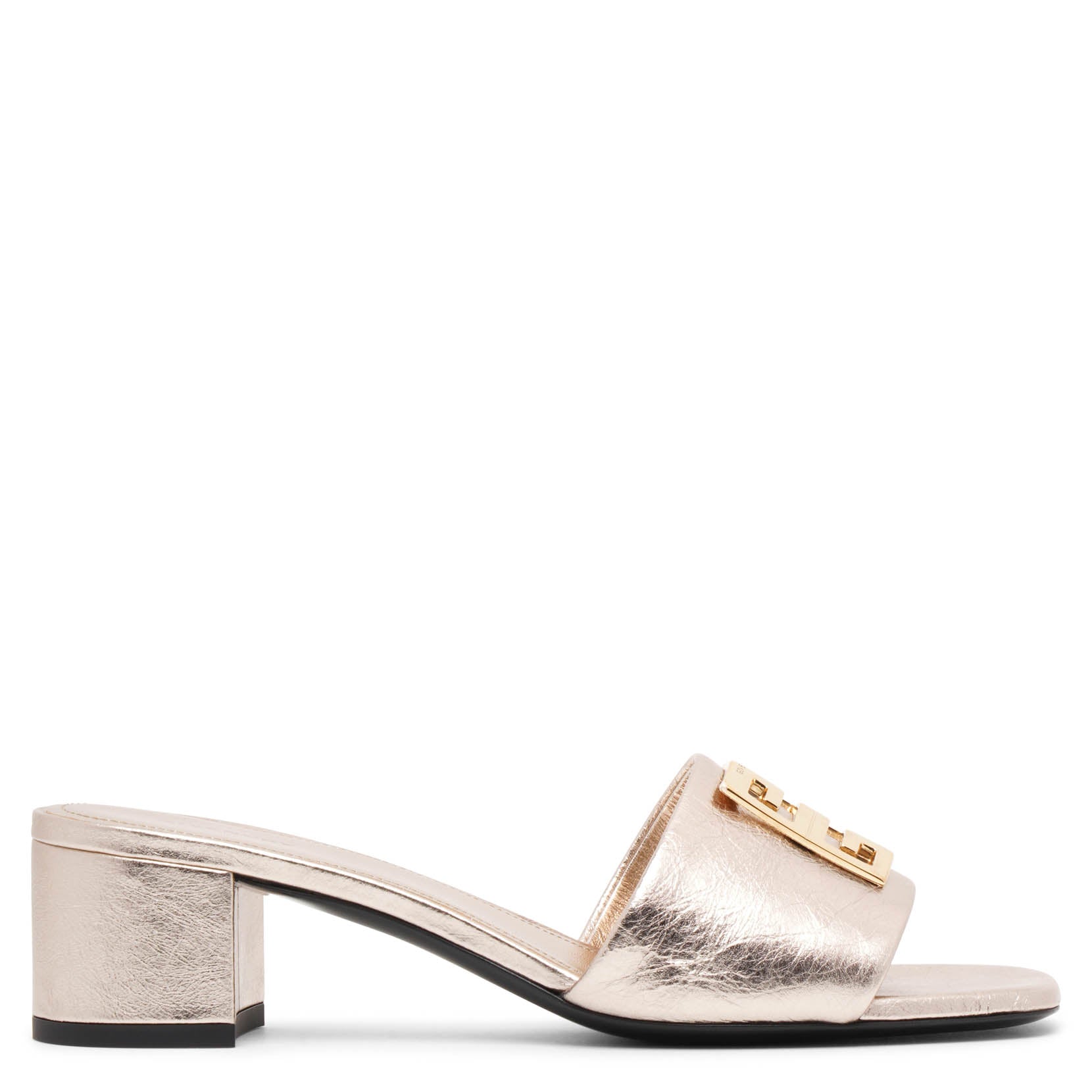 Shop Givenchy 4g 45 Gold Leather Mules
