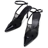Show 75 black mesh slingbacks