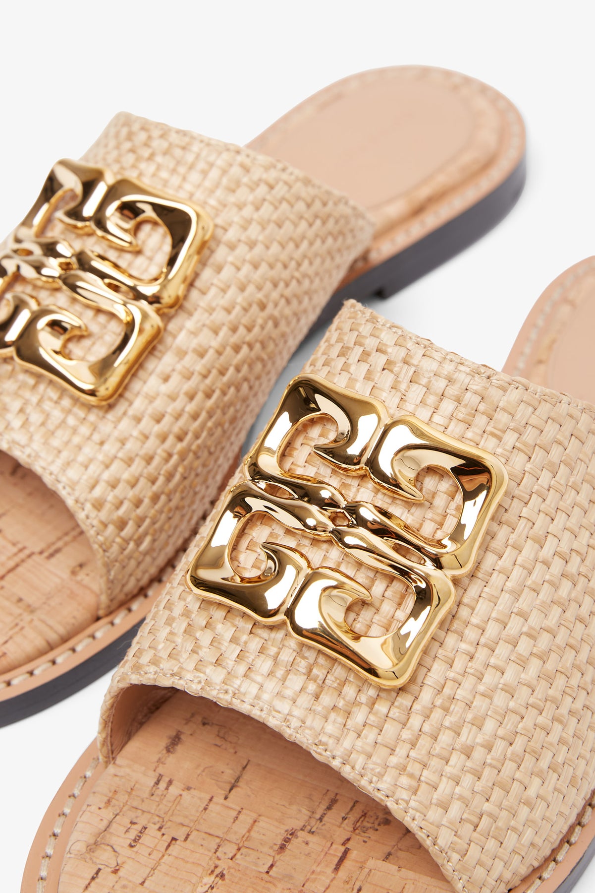 Shop Givenchy 4g Liquid Raffia Flat Mules