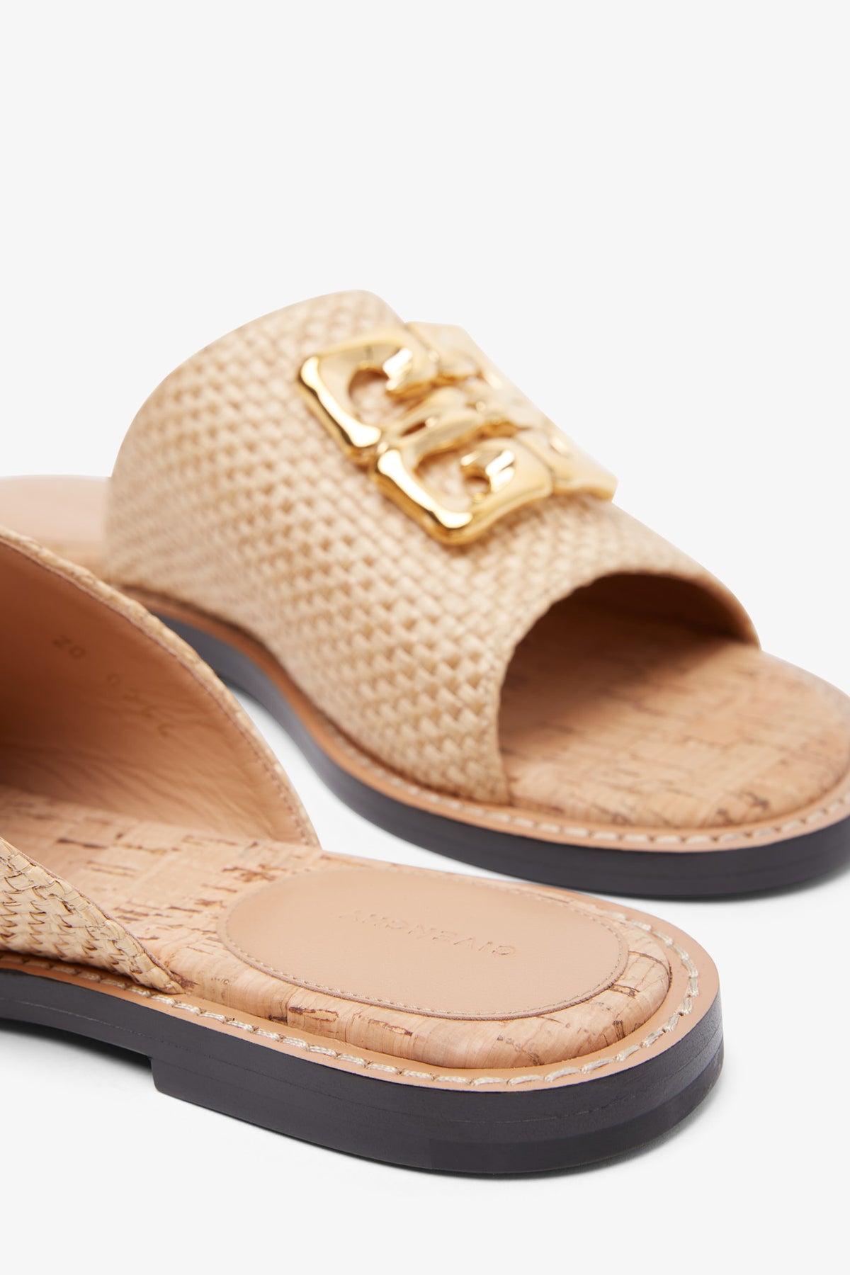 Shop Givenchy 4g Liquid Raffia Flat Mules