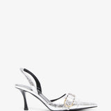 Voyou silver slingback pumps