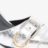Voyou silver slingback pumps