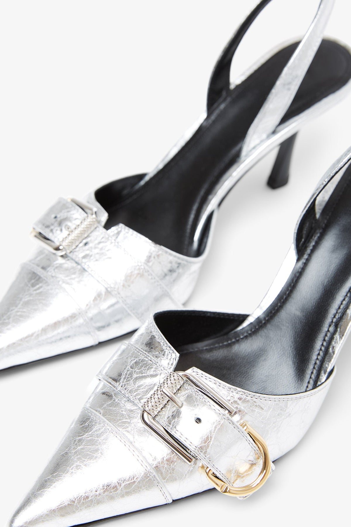 Shop Givenchy Voyou Silver Slingback Pumps