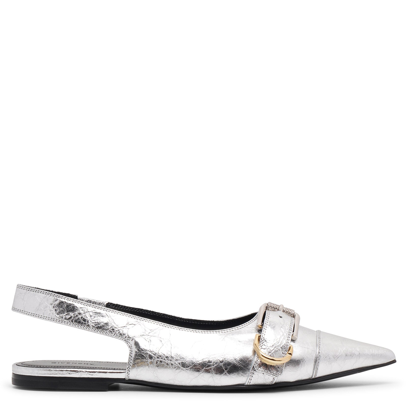 Shop Givenchy Voyou Silver Slingback Flats