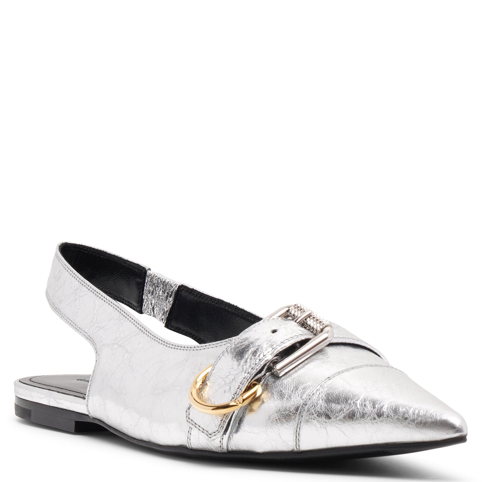 Shop Givenchy Voyou Silver Slingback Flats