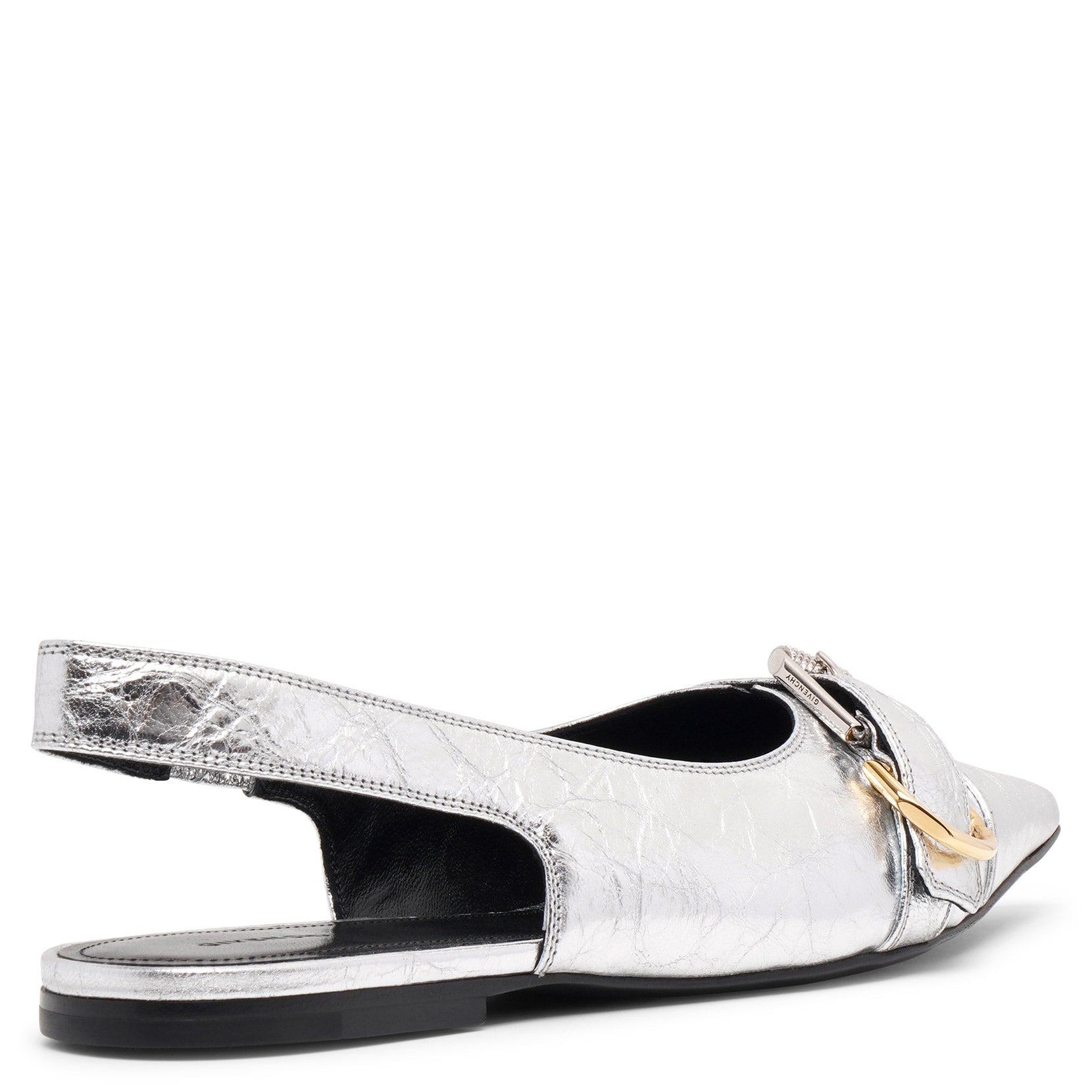 Shop Givenchy Voyou Silver Slingback Flats