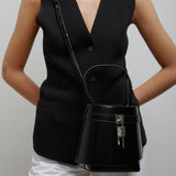 Shark lock black bucket bag