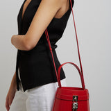 Shark lock red bucket bag