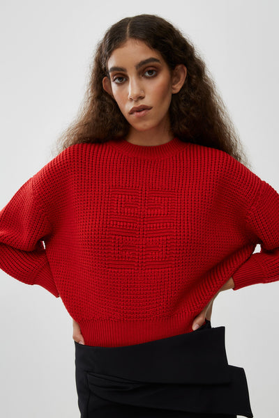 Cropped 4G sweater in waffle wool