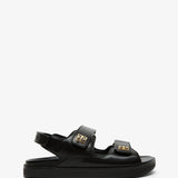 4G black strap flat sandals