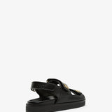 4G black strap flat sandals