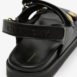 4G black strap flat sandals