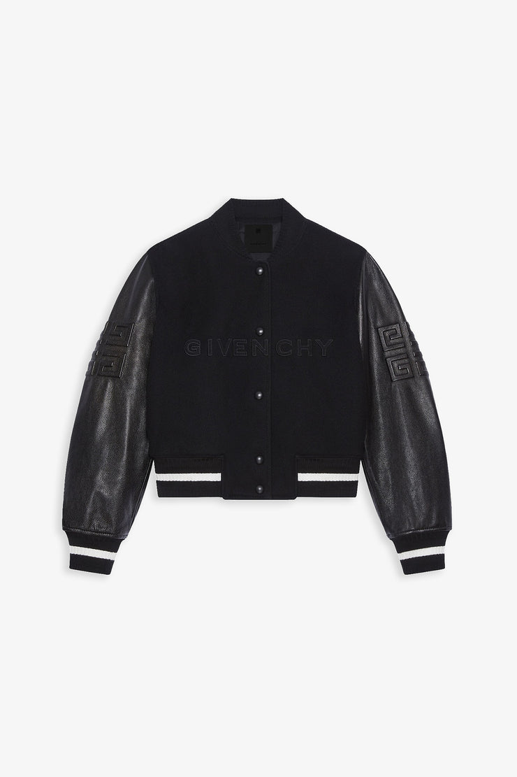 Wool and leather varsity jacket