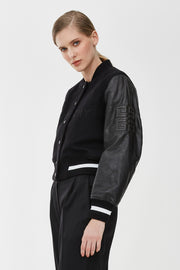 Wool and leather varsity jacket