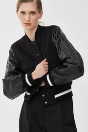 Wool and leather varsity jacket