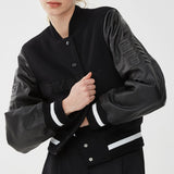 Wool and leather varsity jacket