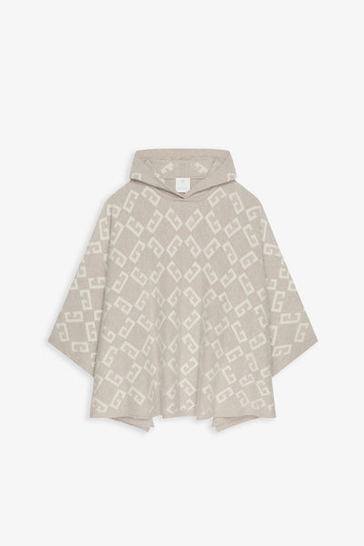 Monogram hooded cashmere poncho