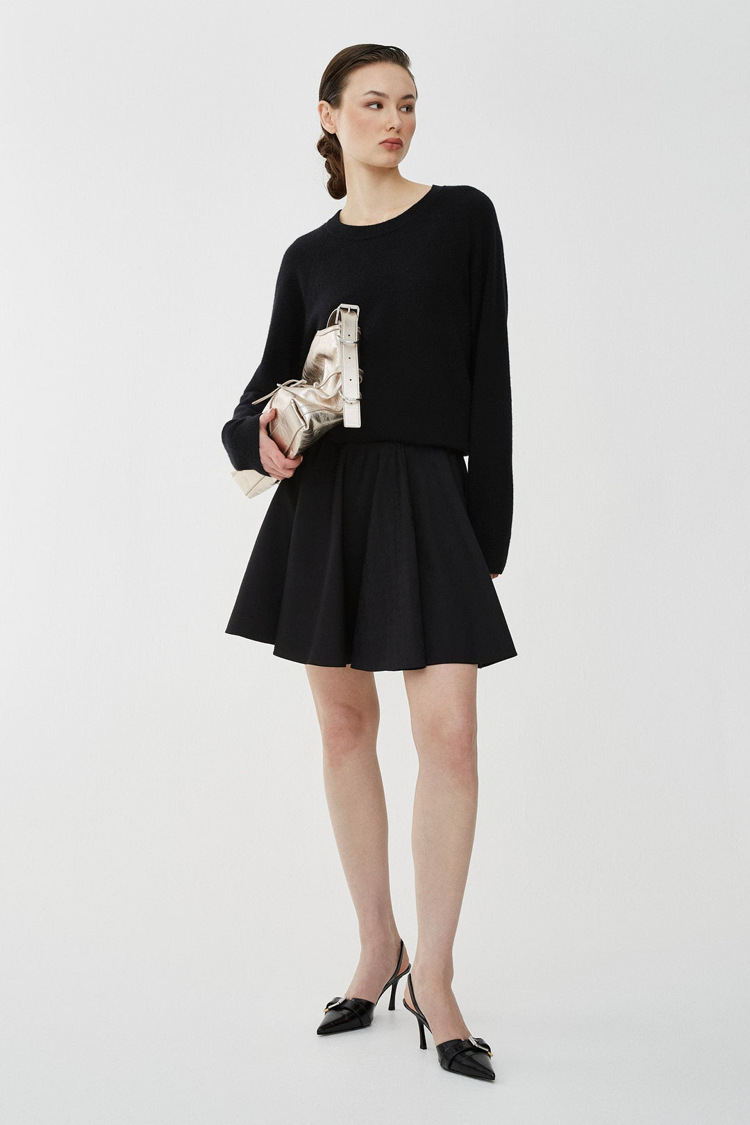 スカート GIVENCHY Charcoal Wool Mini Skirt HG26405R-Givenchy-Wool-circle-