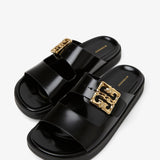 4G black flat sandals
