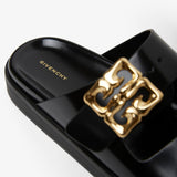 4G black flat sandals
