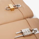 Shark lock beige leather boots