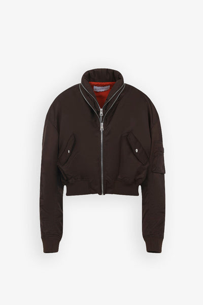 Brown zipped bomber jacket