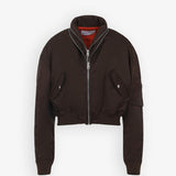 Brown zipped bomber jacket