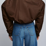 Brown zipped bomber jacket