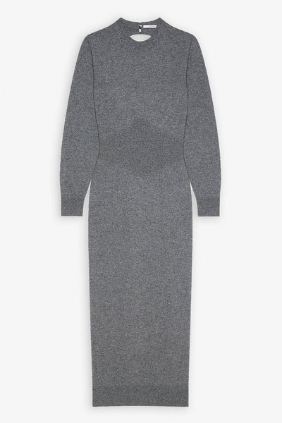 Long sleeves grey cashmere dress