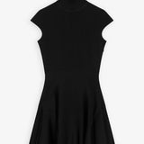 Short sleeve black flare dress