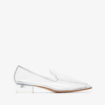 Clear high-heeled shoe on a white background