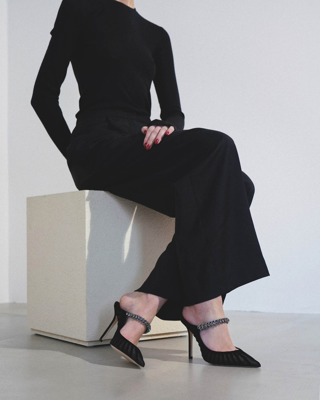 Jimmy Choo | Bing 100 black mesh mules | Savannahs