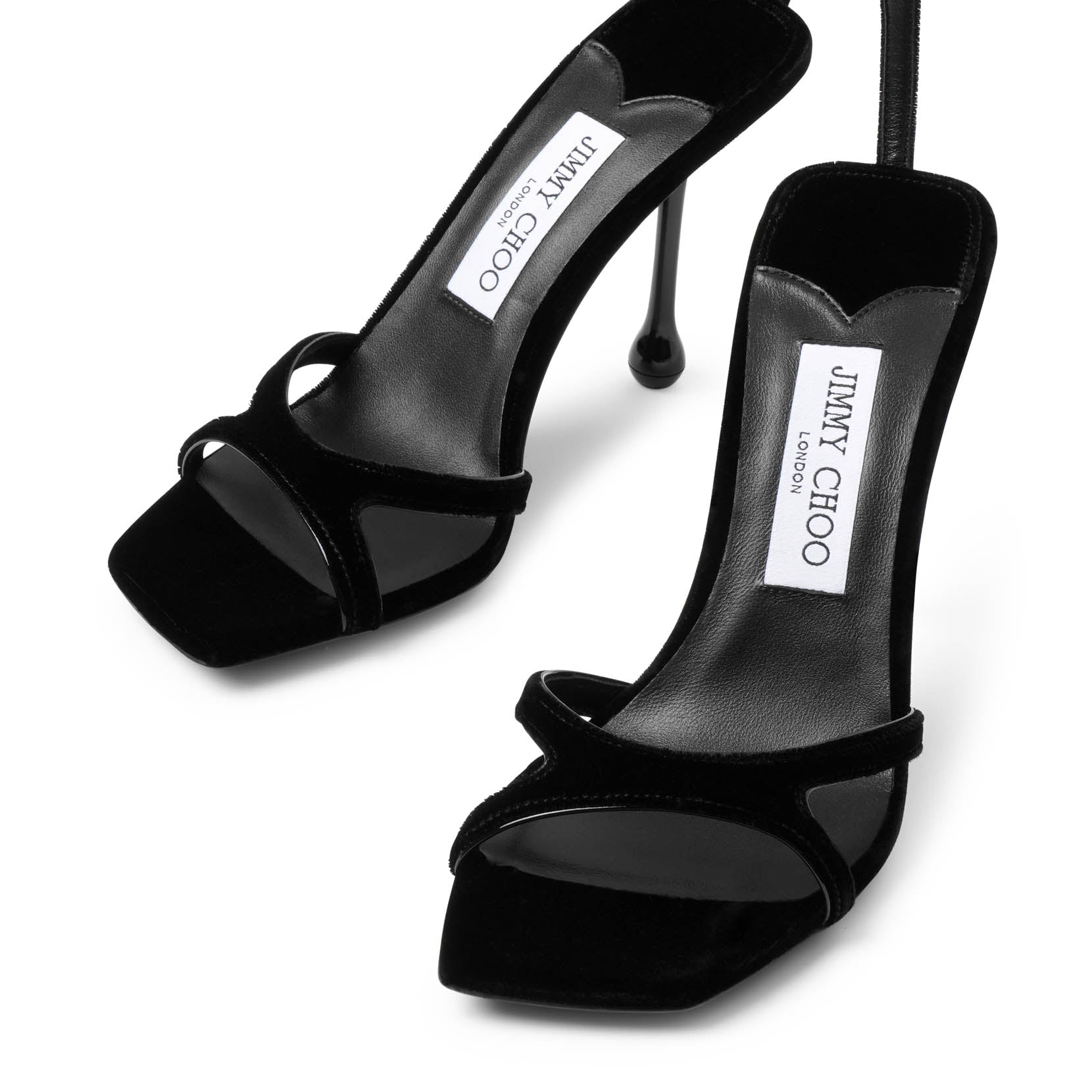 Shop Jimmy Choo Ixia 95 Black Velvet Sandals