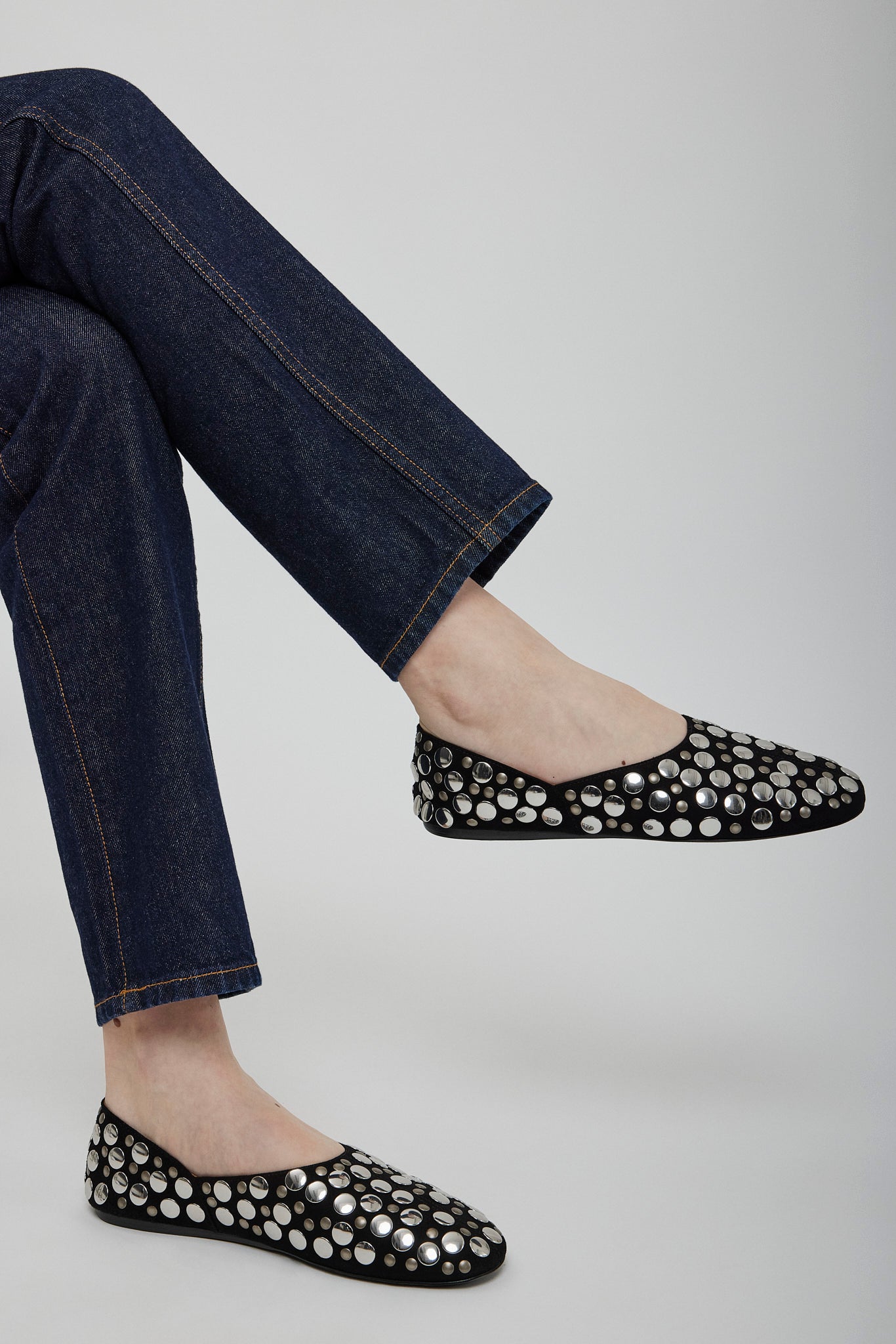 Jane black studs flats