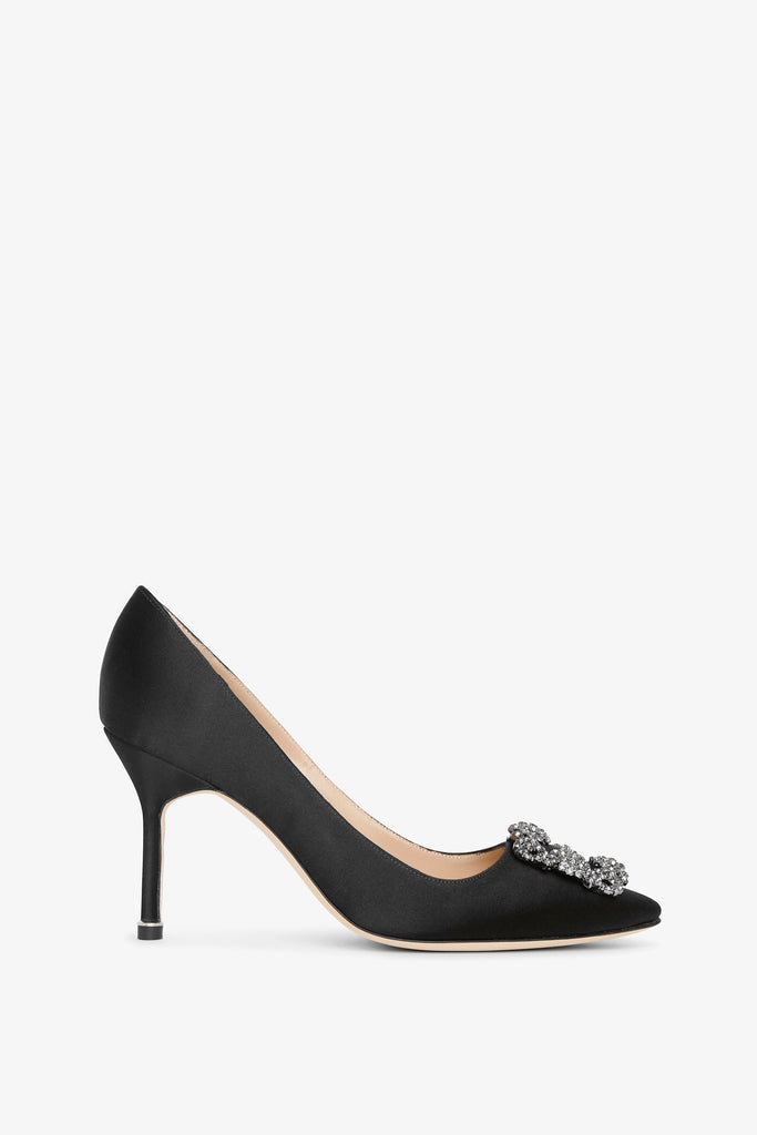 フラットシューズ MANOLO BLAHNIK Black Satin Hangisi Ballerinas MB17134S-Manolo-Blahnik-