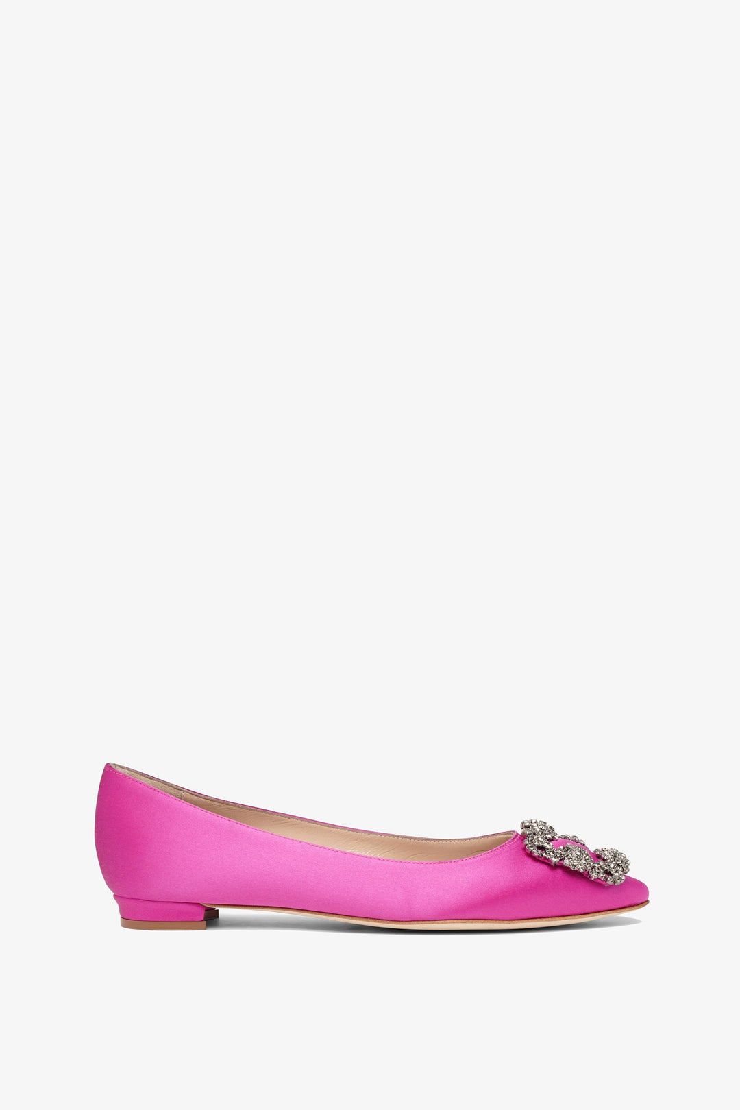 Manolo Blahnik | Hangisi flat pink satin ballerinas | Savannahs